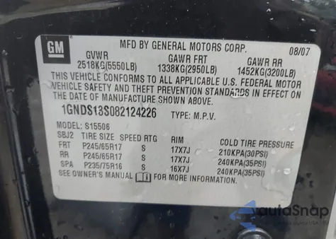 2008 Chevrolet Trailblazer Lt from USA, damaged, VIN 1GNDS13S082124226